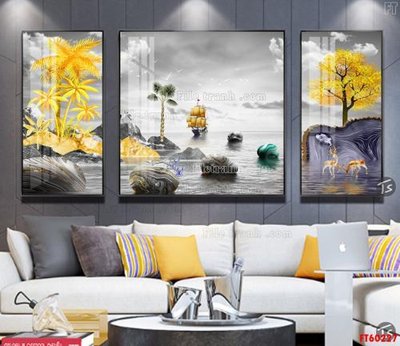 File gốc File tranh hiện đại pha lê gương FT60227 (in lụa) tranh phong thủy