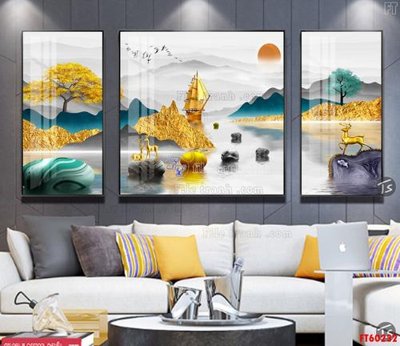 File in ấn File tranh hiện đại pha lê gương FT60232 chuyên nghiệp