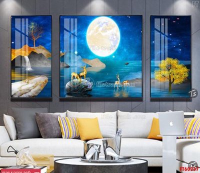 File in trần File tranh hiện đại pha lê gương FT60237 (bản gốc) mây trời