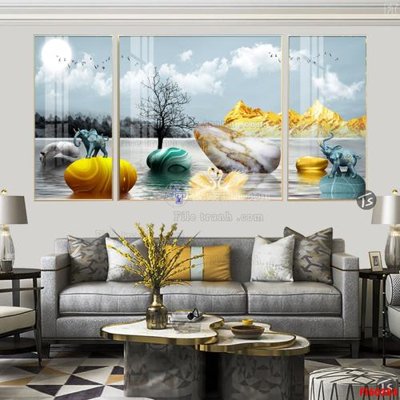 File tranh gốc File tranh hiện đại pha lê gương FT60284 chủ đề hiện đại