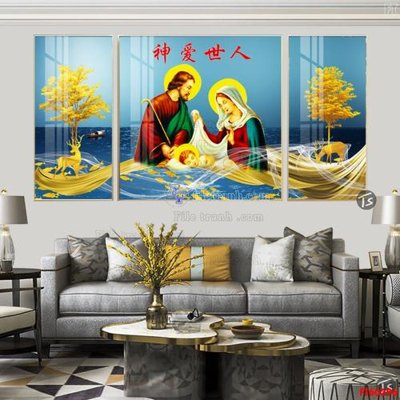 File gốc File tranh hiện đại pha lê gương FT60296 (in lụa) họa tiết 3D