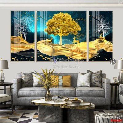 File tranh File tranh hiện đại pha lê gương FT60307 (bản gốc) treo quán cafe