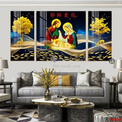 File in trần File tranh hiện đại pha lê gương FT60335 (bản gốc) hoa văn