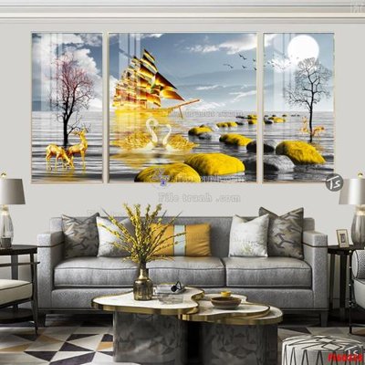 File gốc File tranh hiện đại pha lê gương FT60358 (in lụa) chi tiết cao