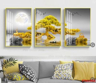 File tranh gốc in trần nhà Tranh treo pha lê gương FT 61002 3D