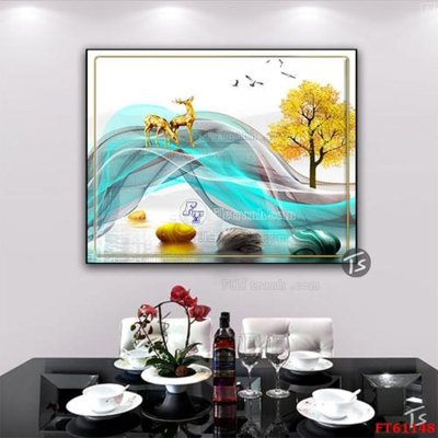 File gốc Tranh treo pha lê gương FT 61148 (in lụa) hoa văn cổ điển