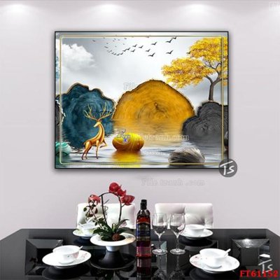 File in trần Tranh treo pha lê gương FT 61152 (bản gốc) hoa văn