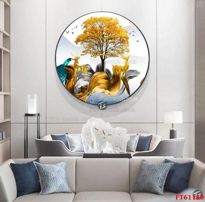 Hình ảnh file gốc in lụa Tranh treo pha lê gương FT 61180