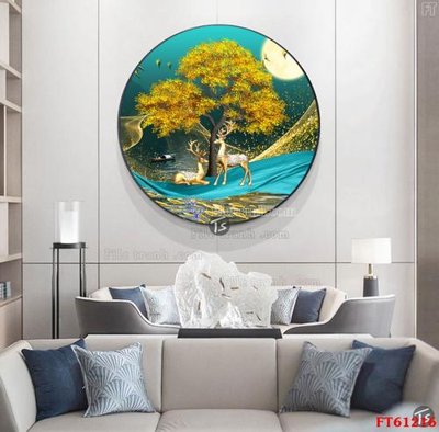 File in lụa Tranh treo pha lê gương FT 61216 (phong cảnh) Tranh treo pha lê gương FT 61216