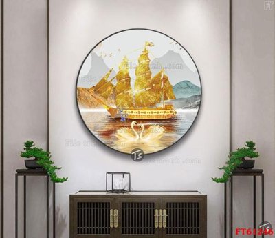 File in trần Tranh treo pha lê gương FT 61246 (bản gốc) mây trời