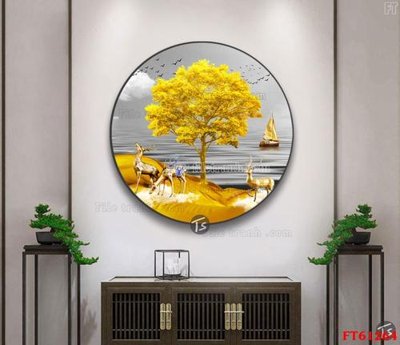 File in trần Tranh treo pha lê gương FT 61264 (bản gốc 3D) sống động