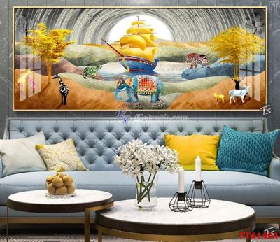 File in trần Tranh treo pha lê gương FT 61404 (bản gốc) trời sao