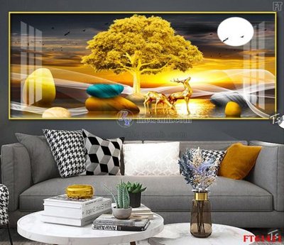 File in trần Tranh treo pha lê gương FT 61411 (bản gốc) bầu trời