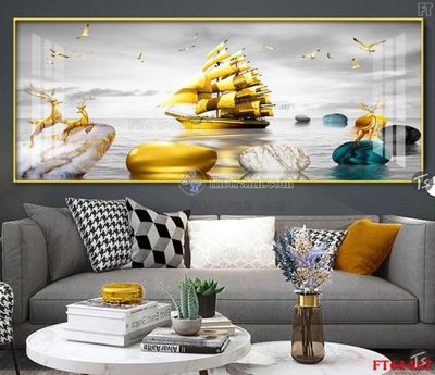 File tranh Tranh treo pha lê gương FT 61437 (gốc) in vải canvas