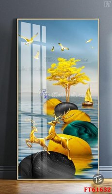 File tranh in trần Tranh treo pha lê gương FT 61632 (ảnh gốc siêu nét)