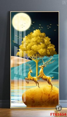 File in trần Tranh treo pha lê gương FT 61654 (bản gốc) hoa văn