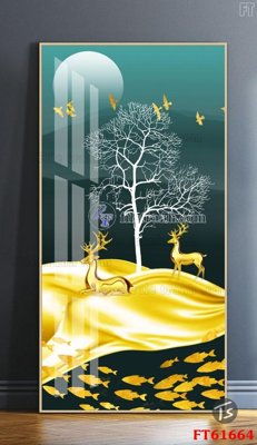 File gốc Tranh treo pha lê gương FT 61664 (in lụa) tranh thuận buồm