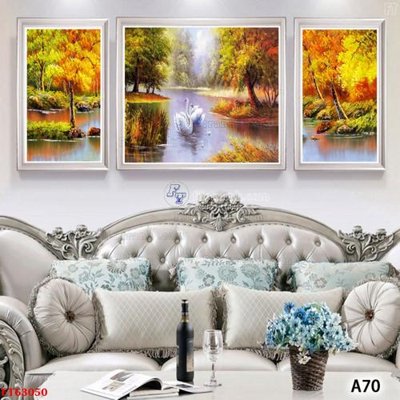 File gốc Tranh treo pha lê gương FT63050 (in lụa) hoa văn cổ điển