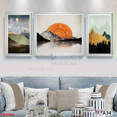 File tranh Tranh treo pha lê gương FT63080 (ảnh gốc) in trần 3D