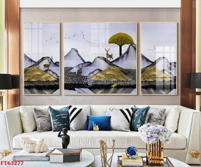 File in lụa Tranh treo pha lê gương FT63277 (chất lượng cao) Tranh treo pha lê gương FT63277