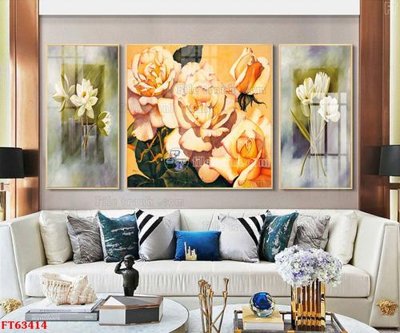 File in trần Tranh treo pha lê gương FT63414 (bản gốc) hoa văn