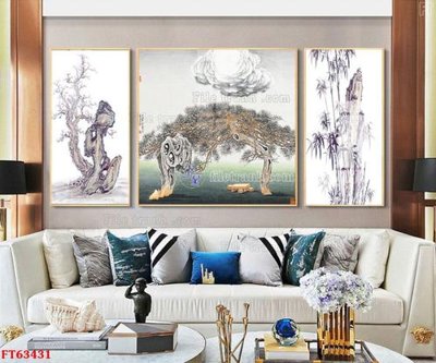 File gốc Tranh treo pha lê gương FT63431 (in lụa) tranh phong thủy