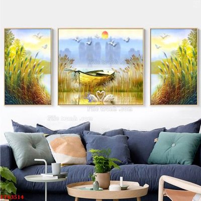 File gốc Tranh treo pha lê gương FT63514 (in lụa) tranh mã đáo