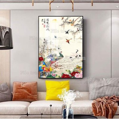 Hình ảnh file gốc in trần nhà File tranh hiện đại pha lê gương FT636