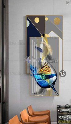 File tranh Tranh treo tường lồng ghép hiện đại FT65148 (bản gốc) in lụa dán tường