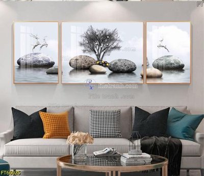 File in trần Tranh treo pha lê gương FT66025 (bản gốc) hoa văn