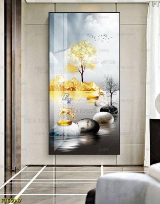 File in trần Tranh treo pha lê gương FT66047 (bản gốc) phong cảnh