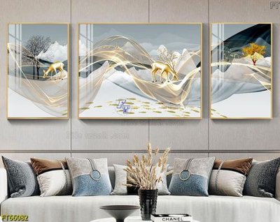 File in lụa Tranh treo pha lê gương FT66082 (chất lượng cao) Tranh treo pha lê gương FT66082