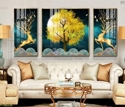 File in trần Tranh treo pha lê gương FT66126 (bản gốc 3D) sống động