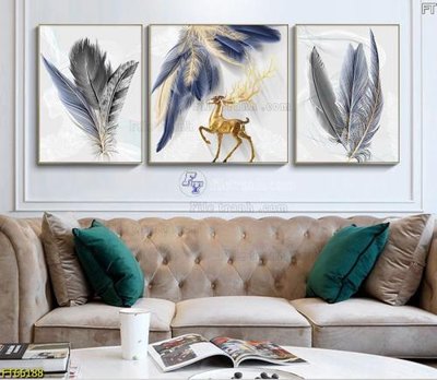 File in trần Tranh treo pha lê gương FT66188 (bản gốc) bầu trời