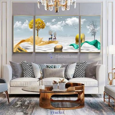 File gốc Tranh treo pha lê gương FT66321 (in lụa) hoa văn cổ điển