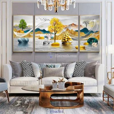 File tranh gốc in trần nhà Tranh treo pha lê gương FT66331 3D