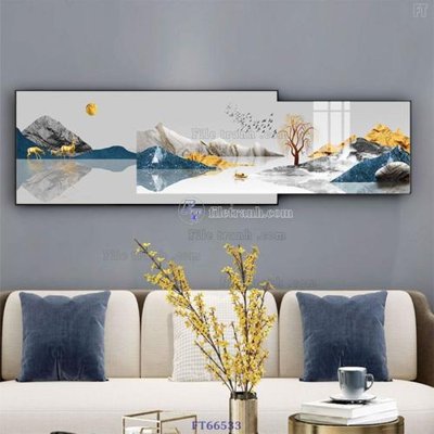 File gốc Tranh treo pha lê gương FT66533 (in lụa) họa tiết 3D