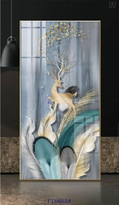 File in lụa Tranh treo pha lê gương FT66554 (hoa văn) Tranh treo pha lê gương FT66554