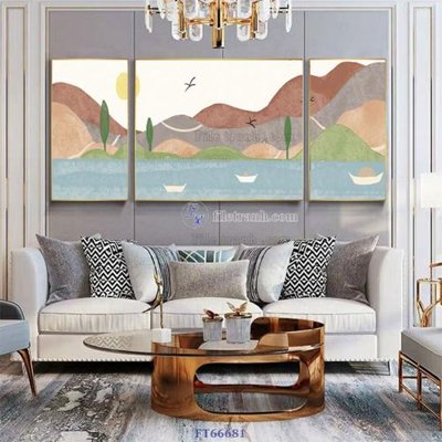 File in trần Tranh treo pha lê gương FT66681 (bản gốc) mây trời