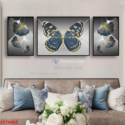 File gốc Tranh treo hiện đại pha lê gương FT70003 (in lụa) hoa văn cổ điển