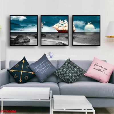 File in trần Tranh treo hiện đại pha lê gương FT70086 (bản gốc) bầu trời