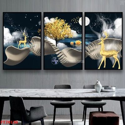 Hình ảnh file gốc in trần nhà Tranh treo hiện đại pha lê gương FT70130