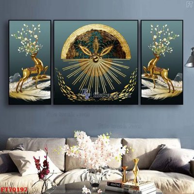 File tranh in trần 3D Tranh treo hiện đại pha lê gương FT70197 (ảnh gốc)