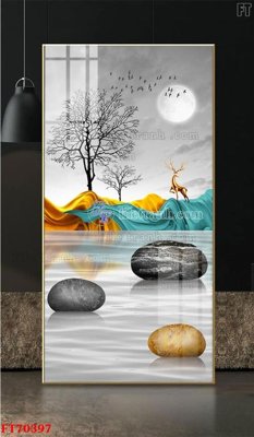 File in trần Tranh treo hiện đại pha lê gương FT70397 (file gốc) xuyên sáng