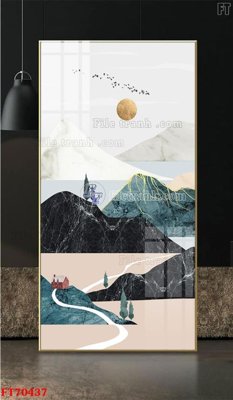 File in trần Tranh treo hiện đại pha lê gương FT70437 (bản gốc) hoa văn