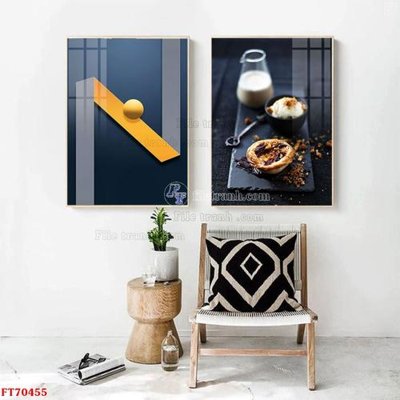 File gốc Tranh treo hiện đại pha lê gương FT70455 (in lụa) hoa văn cổ điển