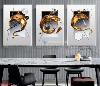 File gốc Tranh treo hiện đại pha lê gương FT70497 (in lụa) họa tiết 3D