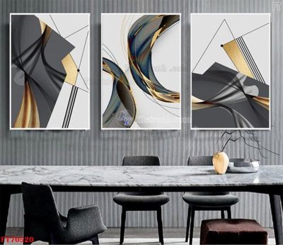 File in lụa Tranh treo hiện đại pha lê gương FT70520 (hoa văn) Tranh treo hiện đại pha lê gương FT70520