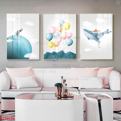 Hình ảnh file gốc in lụa Tranh treo hiện đại pha lê gương FT70534