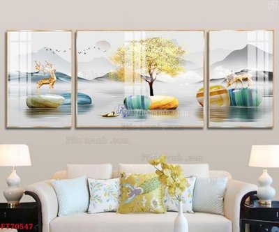 File gốc Tranh treo hiện đại pha lê gương FT70547 (in lụa) tranh phong thủy